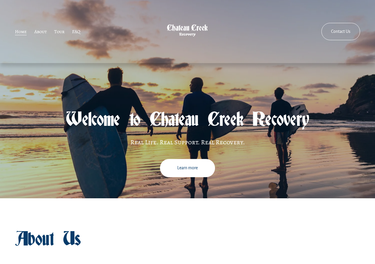 Chateau Creek Recovery website homepage screenshot showing brand design and layout.
